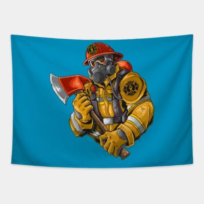 Fire Fighter With Axe Tapestry Official Firefighter Merch