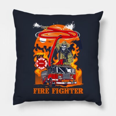 Fire Fighter Skull Throw Pillow Official Firefighter Merch