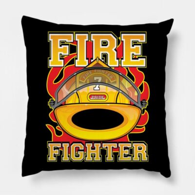 Fire Fighter Yellow Helmet Throw Pillow Official Firefighter Merch