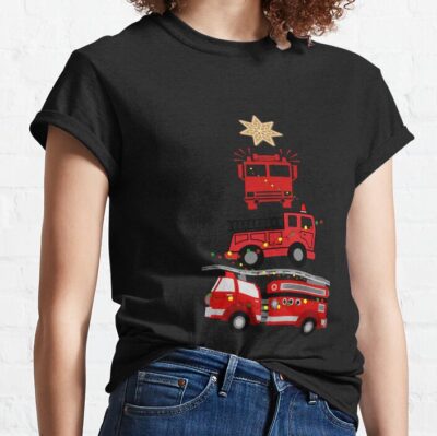 Christmas Firetruck Tree Christmas Firefighter Gift Christmas Fire Hall T-Shirt Official Firefighter Merch