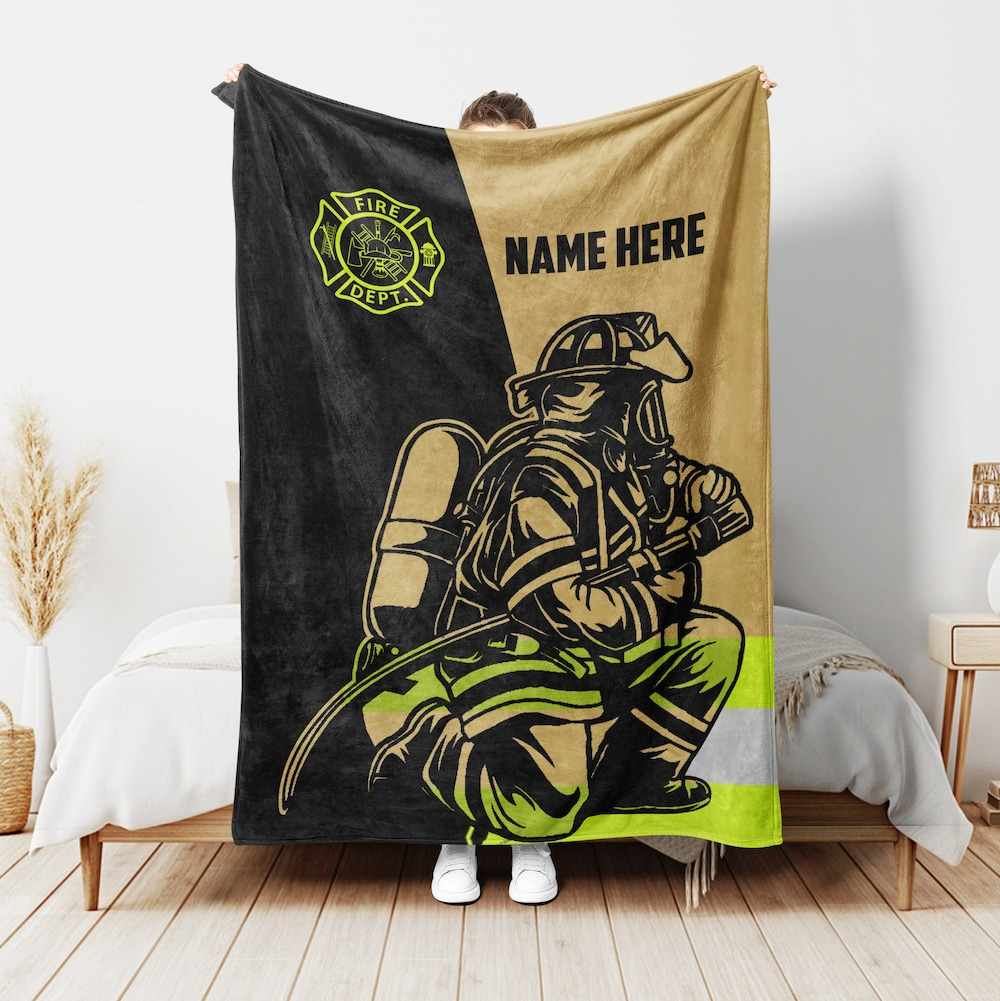 Personalized Firefighter Two Colors Throw Blankets