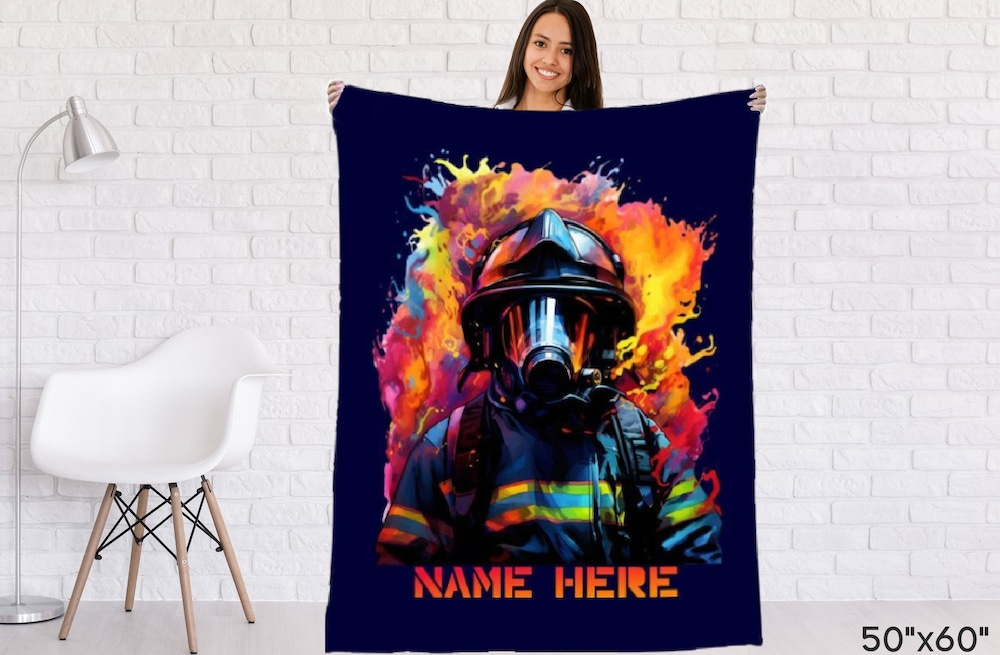 Personalized Firefighter Brave Throw Blankets