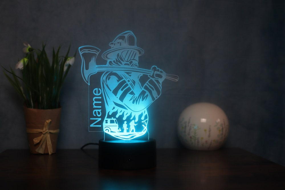 Personalized Firefighter LED Lamp