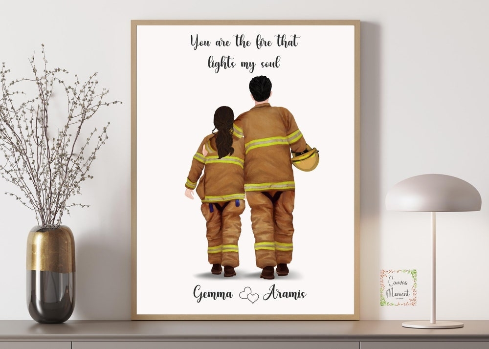 Personalized Firefighter Gift Wall Art